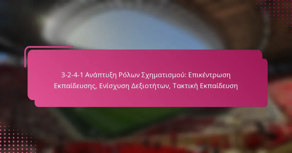3-2-4-1 Ανάπτυξη Ρόλων Σχηματισμού: Επικέντρωση Εκπαίδευσης, Ενίσχυση Δεξιοτήτων, Τακτική Εκπαίδευση