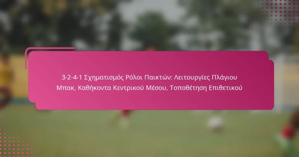 3-2-4-1 Σχηματισμός Ρόλοι Παικτών: Λειτουργίες Πλάγιου Μπακ, Καθήκοντα Κεντρικού Μέσου, Τοποθέτηση Επιθετικού