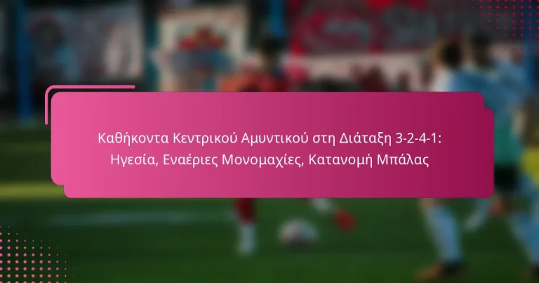 Καθήκοντα Κεντρικού Αμυντικού στη Διάταξη 3-2-4-1: Ηγεσία, Εναέριες Μονομαχίες, Κατανομή Μπάλας